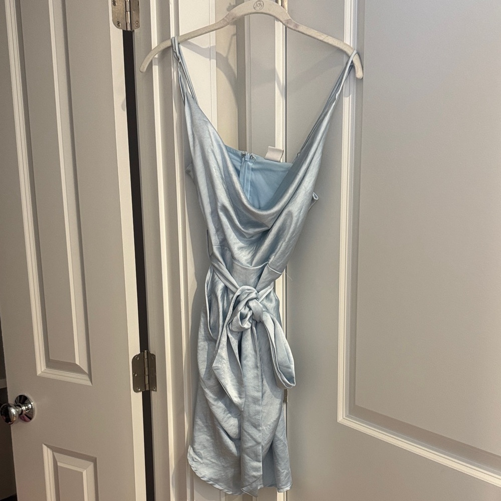 Elegant Light Blue Satin Slip Dress
